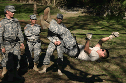 ROTC students practice drills