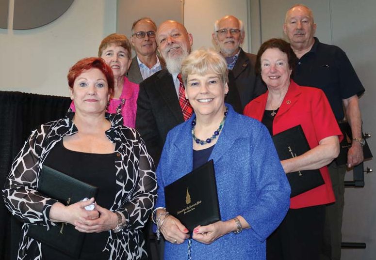 Pictured (clockwise from front) are Moore, Broughton, Said, Schubnell, Norgan, Tucker, Elrod and Ryan awarded the Emeritus Award on April 19 at the annual Faculty Appreciation Luncheon.
